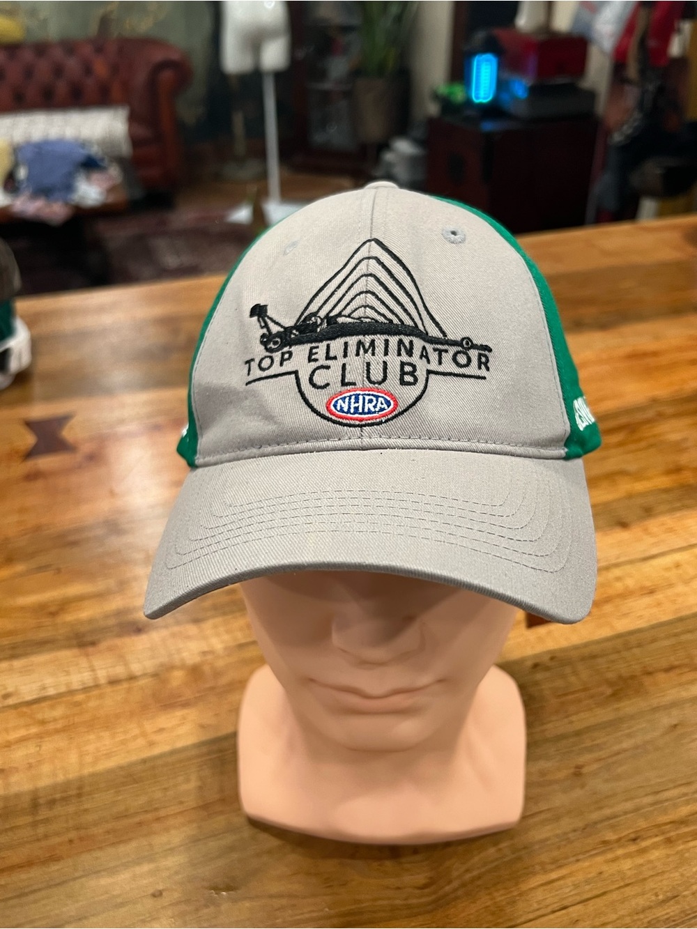Top Eliminator Club NHRA Grey and Green Baseball Cap